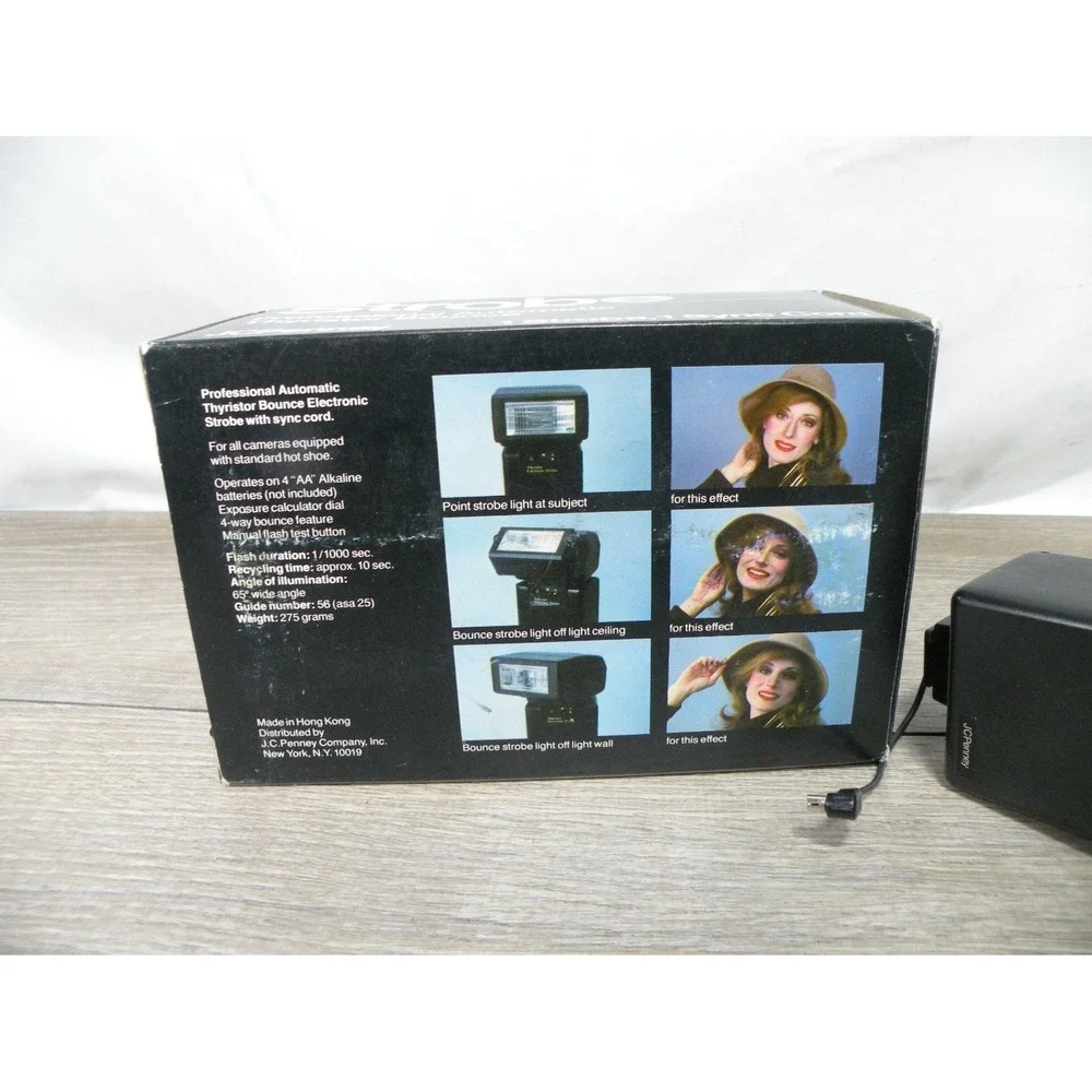 JCPenney Professional Automatic Thyristor Bounce Strobe Flash w/ Box Manual